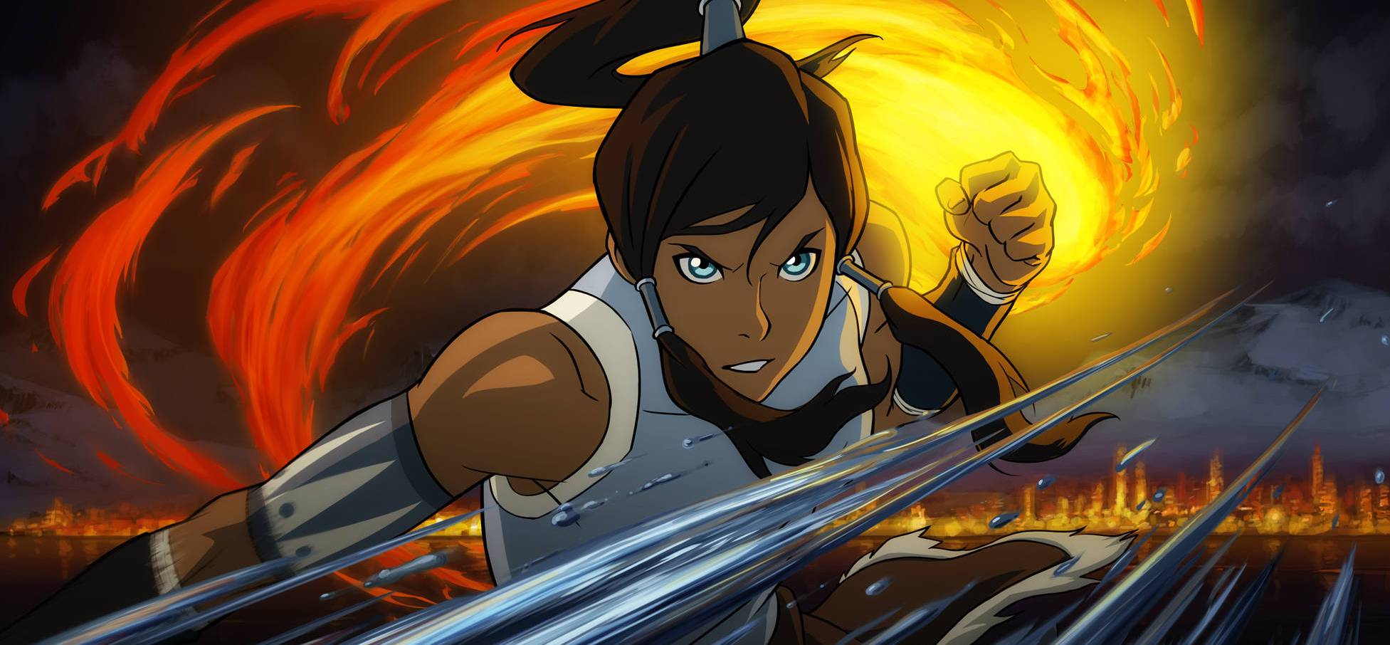 Pictured:  Korra demonstrates fire and waterbending in THE LEGEND OF KORRA on Nickelodeon.  Photo: Nickelodeon.  ©2012 Viacom, International, Inc.  All Rights Reserved